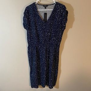 NWT Banana Republic Navy Puff Sleeve Dress Sz L